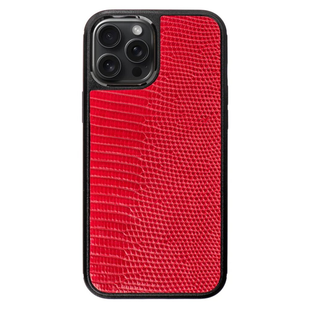 Premium Lizard Leather Case for iPhone 12 Pro Max - Red Color